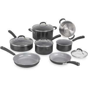 Cuisinart 11-Piece Nonstick Cookware Set, Ceramica XT, Black, 54C-11BK, Medium