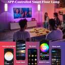 Qaubauyt Smart LED Floor Lamp with APP Control & RGB Colors - Dimmable Standing Lamp for Living Room, Bedroom, Gaming - Remote, Timer, 9W Bulb Included, 67" Modern Tall Lamp (black pole + white shade)