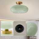 Mid Century Ceiling Light Fixture - Milk Glass Shade, Gold Modern Flush Mount Lamp for Hallway, Dining Room, Kitchen
