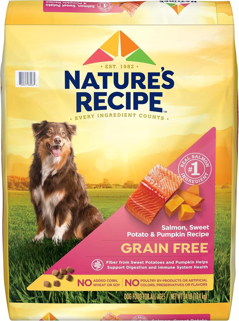 Nature's Recipe Grain Free Salmon Dry Dog Food, 34 lb. Bag