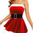 Avidlove Christmas Dress Santa Clause Outfit Mini Dress Casual Swing Dress with Santa Belt (Large, Red)