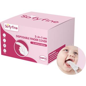 SOFYFINE 60 Counts Baby Tongue Cleaner and Oral Teeth Finger Toothbrush, Mouth and Gum Dry Wipes,for Newborn,0-24 Months Infants,Toddlers