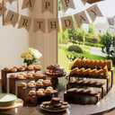 2 Set Wooden Tiered Risers Display Stands for Vendor Events,Stackable Wood Cupcake Display Stand,Farmhouse Decor Wood Dessert Table Display Set,Vendor Booth Display Items,Food Display Risers for Party