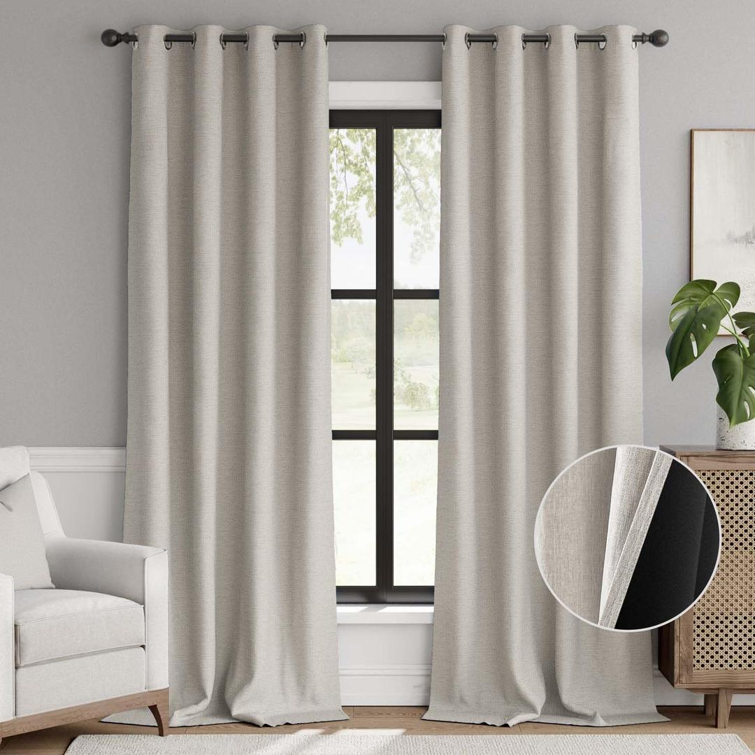 jinchan 90% Blackout Curtain 96 Inch Length, Faux Linen Curtain for Living Room, Thermal Insulated Room Darkening Grommet Top Window Drape, 1 Panel Curtain for Bedroom Bone jinchan 90% Blackout Curtain 96 Inch Length, Faux Linen Curtain for Living Room, Thermal Insulated Room Darkening Grommet Top Window Drape, 1 Panel Curtain for Bedroom Bone