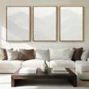Anyzal Extra Large Framed White Textured Wall Art 24x36 Inch Neutral Abstract Modern Canvas Wall Decor Minimalist Waves Artwork for Living room Dining room Bedroom Set of 3