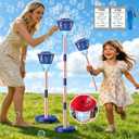 Bubble Machine for Kids Bubble Blower Maker with Lights and Music Automatic Bubble Stand Machine for Parties Birthday Wedding Toddlers Kid Summer Outdoor Toys (Blue)