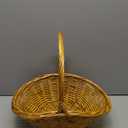 Handwoven Wicker Harvest Basket with Handle, Natural Storage and Picnic Basket, 15.7x13x15 Inches