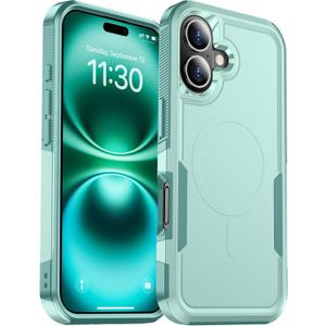 Temdan Designed for iPhone 16 Case Magnetic,[Compatible with Magsafe][Military Grade Drop Protection] Dropproof Heavy Duty Tough Rugged Shockproof Phone Case for iPhone 16 (6.1")-Light Green