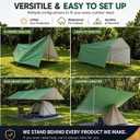 Heavy Duty Waterproof Camping Tarp 1511FT UV Blocking Sun Shade Canopy with Poles & Ropes, Reinforced Tear-Resistant Corners, Windproof Outdoor Shelter for Camping, Picnic(Green,15x11FT)