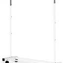 Clothing Rack, 55.51 Inch Heavy Duty Clothes Rack Rolling Garment Rack with Wheels and Bottom Shelf, 130LB Capacity Clothes Racks for Hanging Clothes, Coats, Shirts, Sweaters, Skirts, White (Single)