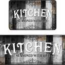 Bencailor Sets of 2 Farmhouse Kitchen Rugs and Mats Non Slip Kitchen Rugs Washable Black Brown Door Mats for Home Floor Winter Bathroom Cabin Farmhouse Decor, 29 x 17 Inch and 47 x 17 Inch (Retro Colors)