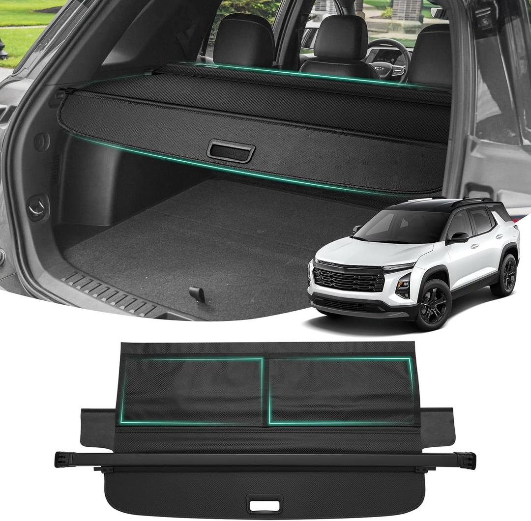 Powerty Cargo Cover for 2025 2026 Chevy Chevrolet Equinox & GMC Terrain Accessories Trunk Cover Retractable Trunk Shielding Shade Cargo Luggage Cover with Storage Cargo Net No Gap