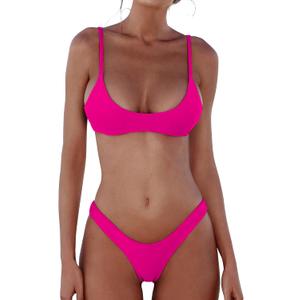 DaiLiWei Thong Bikini Sets for Women 2 Piece Brazilian Swimsuit Teens Bathing Suit Push Up Top Micro Bikinis Swim Suit 2025 (Small, Bikini Set Fluorescent Rose Red)
