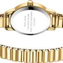 Small Gold Watches for Women,Analog Womens Watch with Stainless Steel Expansion Band,Oval Case Roman Dial,Water Resistant