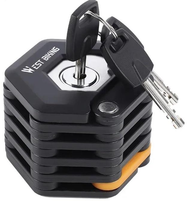 WEST BIKING BIKE LOCK PAGODA FOLDING LOCK WITH KEYS