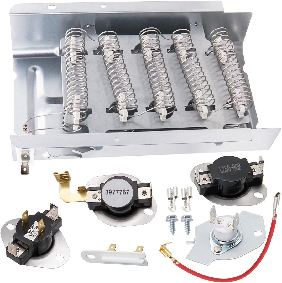 Dryer Heating Element Kit Compatible With Roper RED4640YQ0 RED4640YQ1 RED4516FWO RED4516FW0 RED4440VQ1 RED4440VQ2 RED4100SQ0 RED4340SQ1 REX4634KQ1 REX5634KQ1 RED4440SQ0