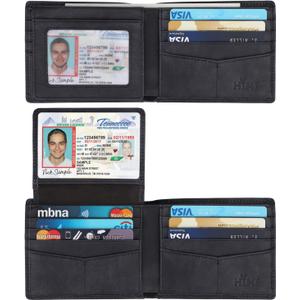 Wallet for Men-Genuine Leather RFID Blocking Bifold Stylish Wallet With 2 ID Window (Denim Blue)