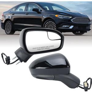 Passenger Side Mirror Compatible with 2016 2017 2018 2019 2020 2021 2022 Ford Fusion Non-Heated Manual Folding Rear View Mirror Replace FS7Z-17682-B Black 3 Pins