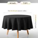 BESTVIP 6 Pack 60inch Black Round Polyester Tablecloths | Fits 20"-48" Tables | Fabric Washable Decorative Table Cover for Parties, Weddings, Holiday, Events, Restaurant