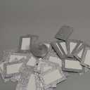 Queekay 48 Pieces Christmas Photo Ornament Frames 2 x 3 Inch Hanging Picture Xmas Gifts Glitter Mini Frames with Ribbon DIY Crafts Hanging on Christmas Trees Easter Wedding Decorations(Silver)