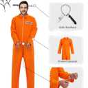 Halloween Costumes for men Prisoner Costume Men  Orange Prisoner Jumpsuit, Scary Headband, Handcuffs (M)