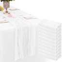 10 Pack White Cheesecloth Table Runner Gauze Rustic Sheer 35 x 70 inch White Cheese Cloth Table Runners for Wedding Party Bridal Shower Decor