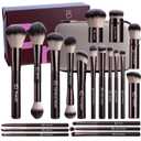 Professional Makeup Brushes BSMALL With Travel Case  Kabuki Brush Eyeshadow Brush, Concealer Brush, Blush Brush Bronzer & Foundation Brush 20 Pcs, Labeled Daily Use & Versatile Occasions Gift Box