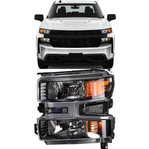 Halogen Headlight Compatible With 2019-2021 Chevy Silverado 1500 Left Driver Side