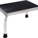 Vaunn Medical Foot Step Stool 350lbs Heavy-Duty Welded Steel Legs, Fully Welded Single Construction Frame, Anti-Skid Rubber Platform (Chrome Without Handle)
