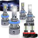 AUIMSOCO Upgraded 9005 H11 Light bulbs for Jeep Grand Cherokee (2014 2015 2016 2017 2018), High & Low Beam & H11 Fog Light Kit, 6500K White, Plug & Play, 6-Pack