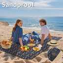 PICYALO Outdoor Picnic Blanket Blue Floral 80"x80" Large Sandproof Beach Blanket Waterproof Picnic Blankets Foldable for Caming, Beach, Outdoor Activities.