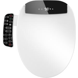 Smart Bidet Toilet Seat with Heated Seat,Auto Wash,Warm Air Dryer,Soft Closed Lid,Night Light,Multiple Cleaning Modes,Electric Toilet Seat with Led Temperature Display(Round)