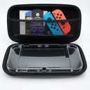 UGAME Essential Pack for Switch - Travel Carrying Case, Hard Protective Shell, Thumb Grip Caps, and Storage Bag Accessories (Black)