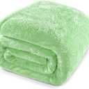 Whale Flotilla Light Green King Size Blanket for Bed, 300GSM Soft Warm Fleece Fabric, Decorative Lightweight Plush Fluffy Blankets for All Season, 90x104 Inch