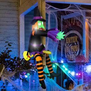 Kitticcino Halloween Inflatables Witch Outdoor Decorations 4 FT Blow Up Witch with Build-in LED Lights Outdoor Holiday Yard Garden Door Tree Porch Halloween Party Decor