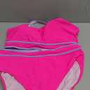 Blooming Jelly Womens High Waist Bikini Sets Sporty Color Block Two Piece Swimsuits Scoop Neck Cheeky Bathing Suits (X-Large, Hot Pink)