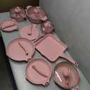 JEETEE Pink Pots and Pans Set Nonstick Set of 23, Healthy Kitchen Cookware Sets, Induction Cooking Set Pink Frying Pans, Saucepans, Sauté  & Griddle & Crepe Pan (PFOA Free)