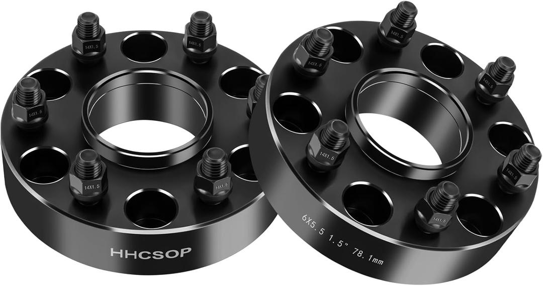 HHCSOP 6x5.5 Wheel Spacers for Chevy GMC, 1.5" 6x139.7mm Wheel Adapters 78.1mm Bore 14x1.5 Studs for Silverado Tahoe Avalanche Suburban Express Sierra Yukon Savana Escalade