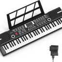61 keys keyboard piano, Electronic Digital Piano with Built-In Speaker Microphone, Sheet Stand and Power Supply, Portable piano Keyboard Gift Teaching for Beginners (Black)