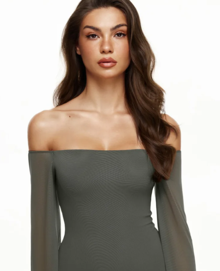 Reoria Dark Army Green Mesh Top, Size XL