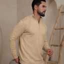 Mens Fashion Knit Pullover Sweater Quarter Zip Long Sleeve Mock Neck Ribbed Sweater (XXL)