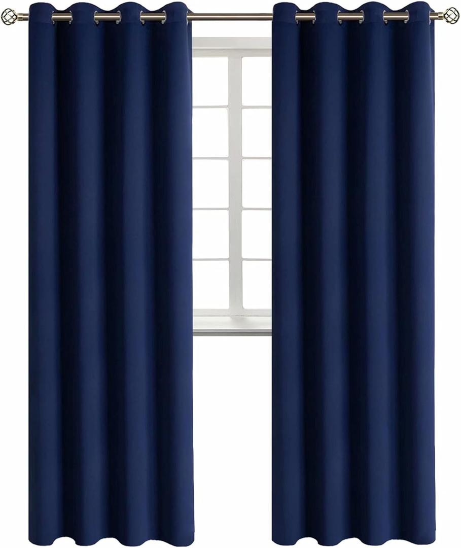 BGment Blackout Curtains for Living Room - Grommet Thermal Insulated Room Darkening Curtains for Bedroom, 2 Panels of 52 x 95 Inch, Navy