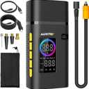 AUXITO Tire Inflator Portable Air Compressor, 150PSI Air Pump for Car Tires Motorcycle Bikes Balls with Rechargeable Battery, Digital Pressure Gauge, Emergency LED Light