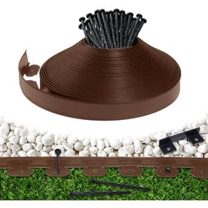 Garden Edging Border,Plastic Edging for Landscaping,Flower Bed, Paver and Lawn Edging Border (2Inchx100FT-2, Brown)