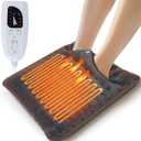 Qoosea Double Layer Electric Heated Foot Warmers for Men and Women 16"x16" with 6 Temperature & 4 Timer Settings Fast Heating for Home Office Under Desk Bed Machine Washable (Dark Gray)