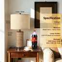 23.3" Boho Table Lamps for Living Room, Bedside Lamp for Nightstands, Rattan Lamp Wicker Lamp for Bedroom, Farmhouse Rustic Woven Table Lamp for Kitchen Room Decor, End Table, Retro(No Bulb)