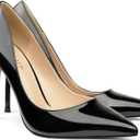 COLETER Women's 4 Inch Pumps Pointy Toe Wedding Dress Shoes Slip on Stiletto Pumps (6.5, Black)