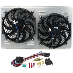 Radiator Shroud with Electric Fan for 1996-2005 Chevy S10 Blazer & GMC Jimmy Sonoma & Isuzu Hombre & Olds-mobile Bravada 4.3L V6 Pickup
