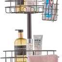 VEVOR Corner Shower Caddy Tension Pole, 4 Tier Adjustable Rustproof Organizer Shelves for Bathroom & Washroom, 42-114inch High, Bronze