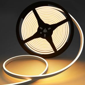 LED Neon Rope Lights 16.4ft/5m 12V 3000K Warm White Neon Light Strip,12V Flexible Waterproof LED Strip Neon Lights for Kitchen Bedroom Indoor Outdoor Decoration (Power Adapter not Included)